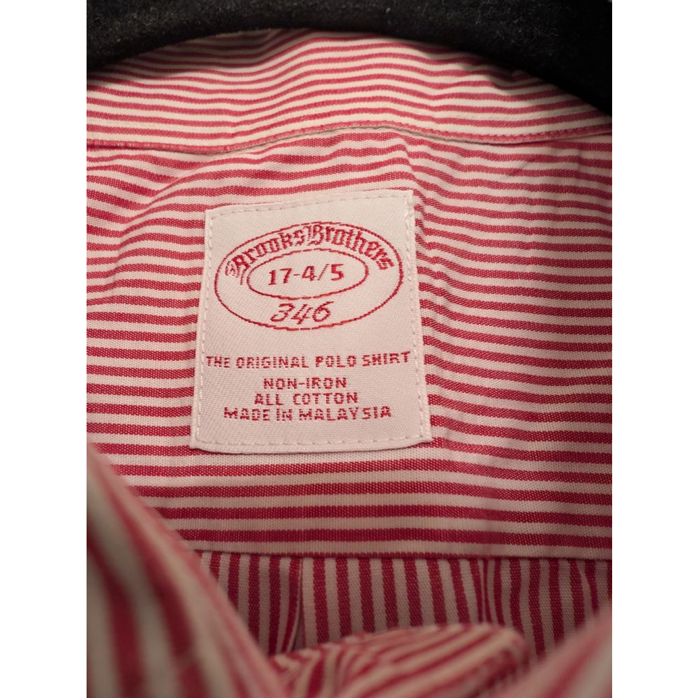 Men's Brooks Brothers Red White Striped Dress Shirt Neck 17, 34/35 Xmas Holiday - Picture 3 of 6